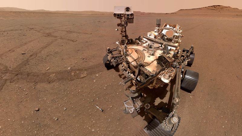 A rover on the surface of Mars.
