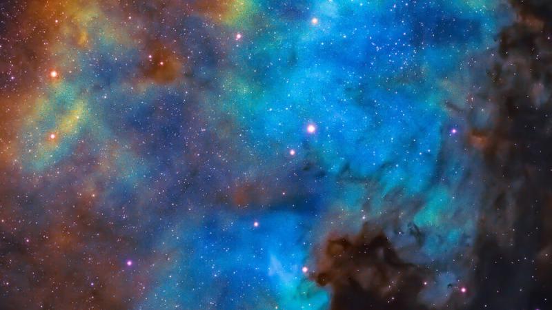 A colorful nebula.