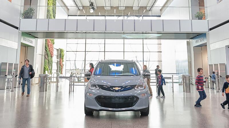 A car in the lobby of the Museum.