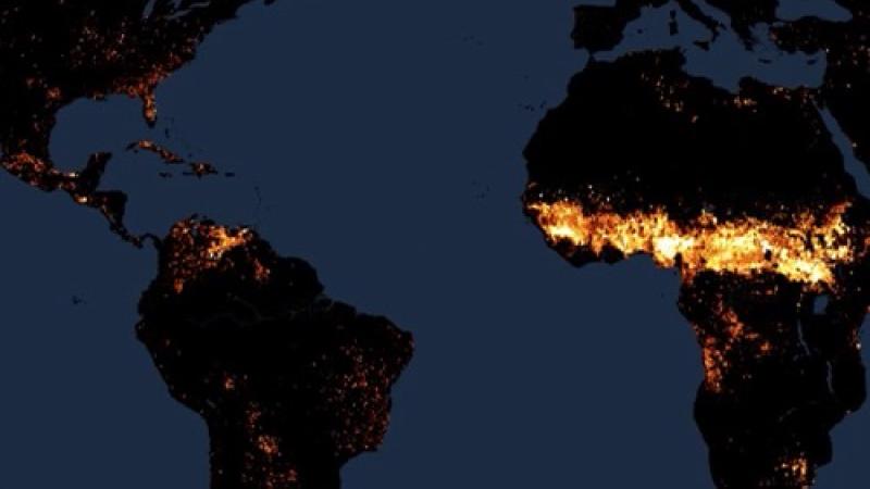 A map of the earth showing where wildfires are.