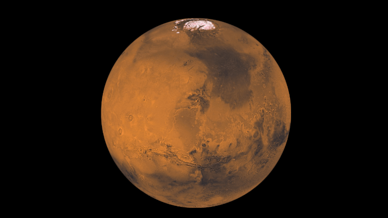Mars on a black background