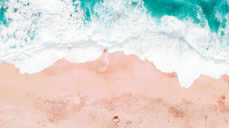The ocean meets the sand