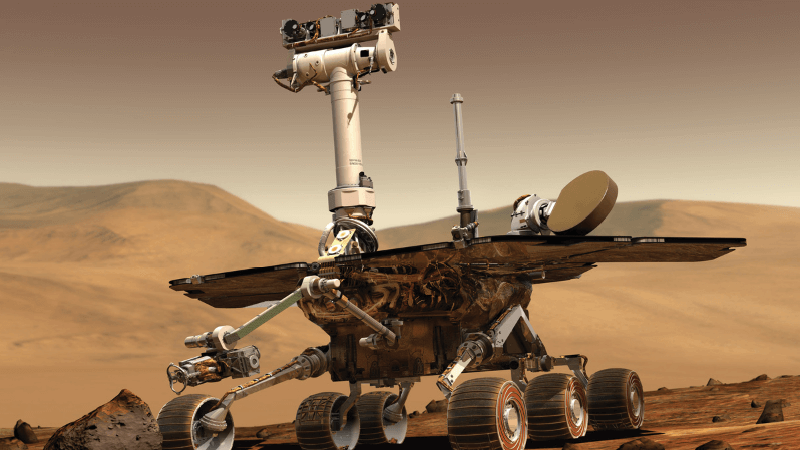 An artist's concept of the Mars rover