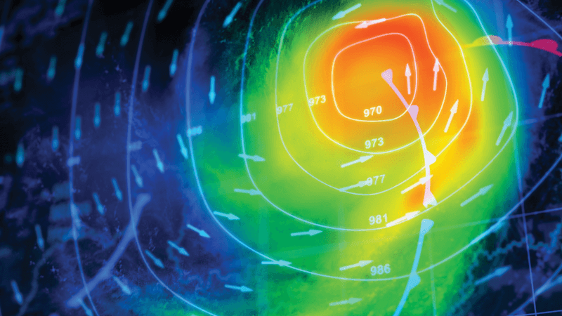 A weather radar map showing different amounts of rain