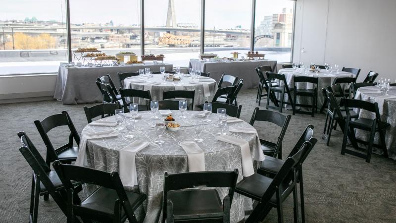 The d'Arbeloff Suite set up for a wedding.