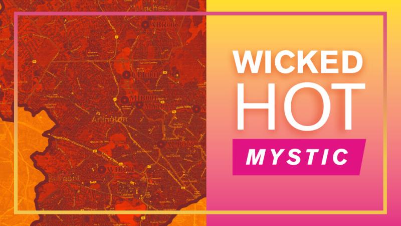 A close up of a heat map of the mystic river valley.