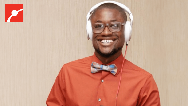 DJ Deaf Jamz smiling with headphones on.