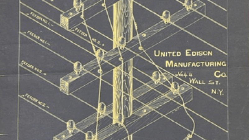 A diagram of power lines from the United Edison Manufacturing Co.