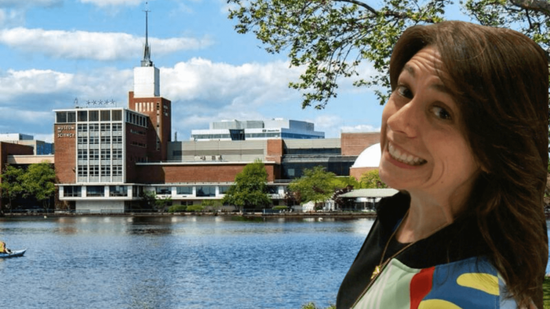 Sophie Shrand in front of the Museum of Science