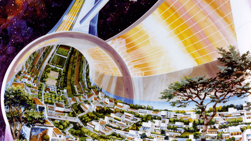 An artist's concept of a futuristic space civilization