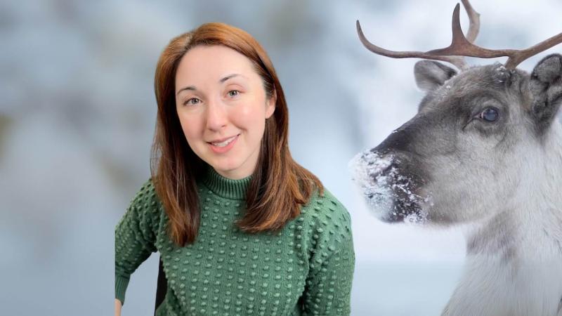 Alex Dainis with an image of a reindeer