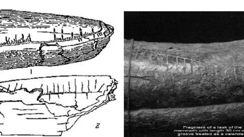 Sketch of a pattern on the mammoth tusk fragments from the Paleolithic