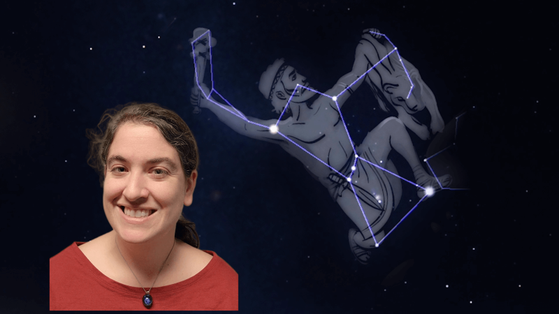 Talia with an image of the constellation Orion