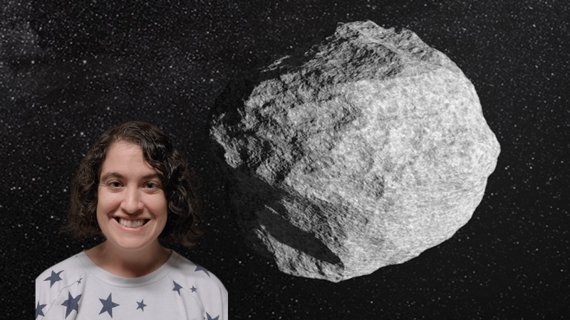 Talia with an image of an asteroid