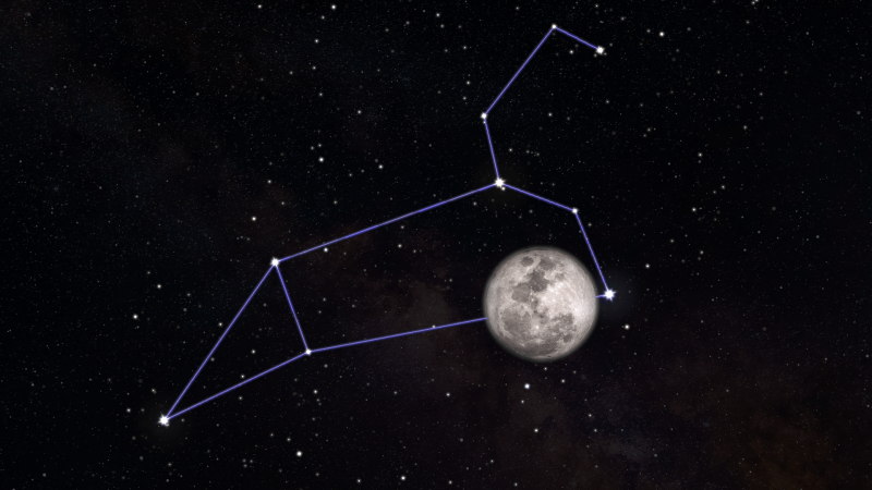 An image of the full moon in the constellation Leo