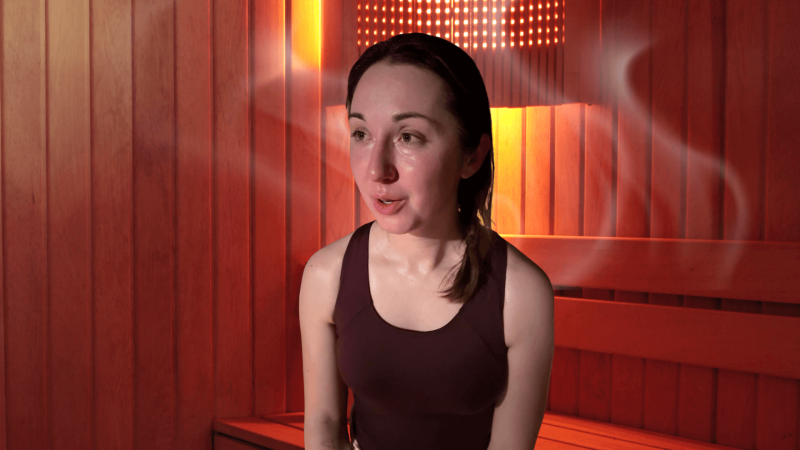 Alex Dainis in a sauna