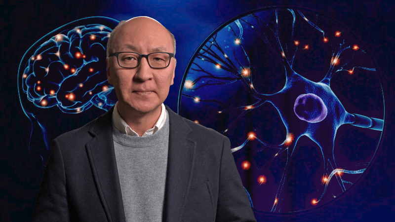 Insoo Hyun in front of a neurons