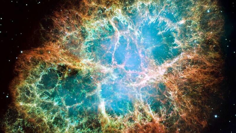 The Crab Nebula is the remnants of a core-collapse supernova that was visible on Earth in 1054. Credit: NASA/ESA/J. Hester/A. Loll