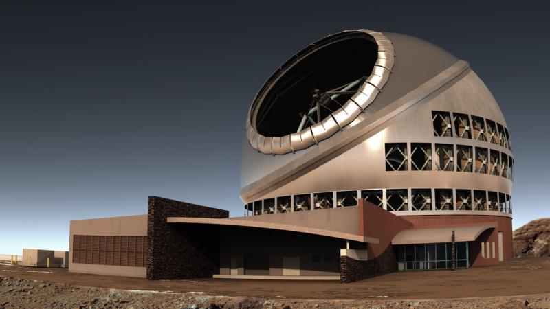 An artist’s rendering of the Thirty Meter Telescope facility. Credit: TMT International Observatory