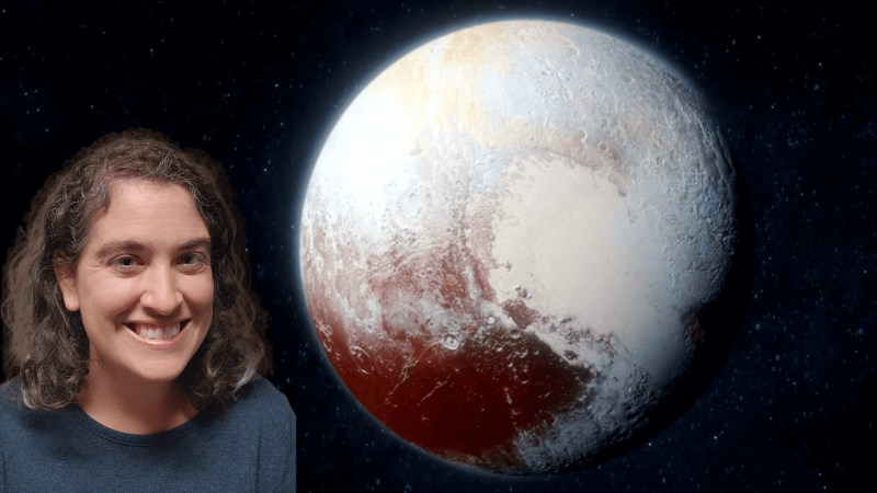 Talia smiling in front of Pluto