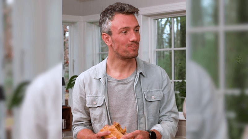 Tender Food CEO Christophe Chantre eats a plant based hoagie