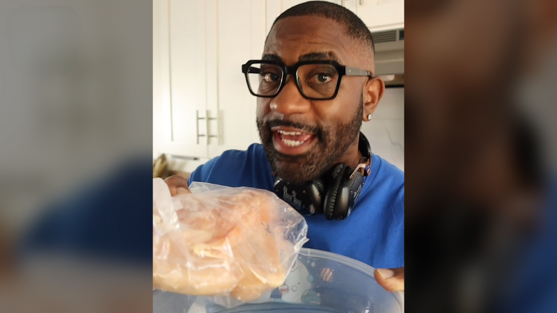 Maynard Okereke with vacuum sealed food