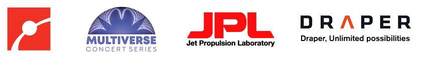 Logos for the Museum of Science, Boston, Multiverse Concert Series, the Jet Propulsion Laboratory, and Draper