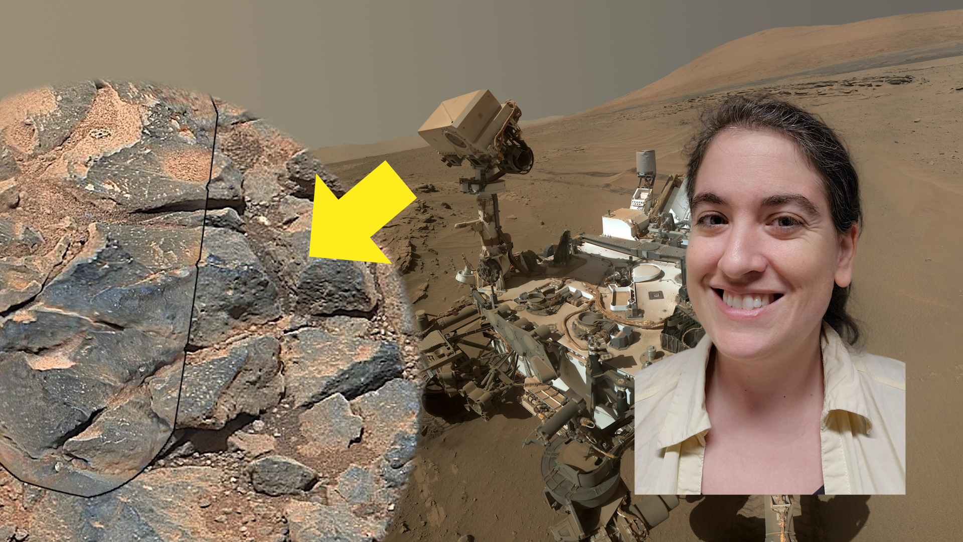 Talia with Mars and the Curiosity Rover in the background.