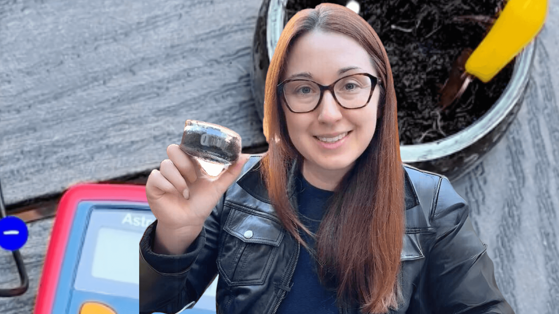 Alex Dainis and a battery made out of dirt