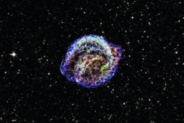 The remnants of a Type 1a supernova that erupted in 1604. Unlike with a nova such as T CrB, a Type 1a supernova completely obliterates the white dwarf that causes it.