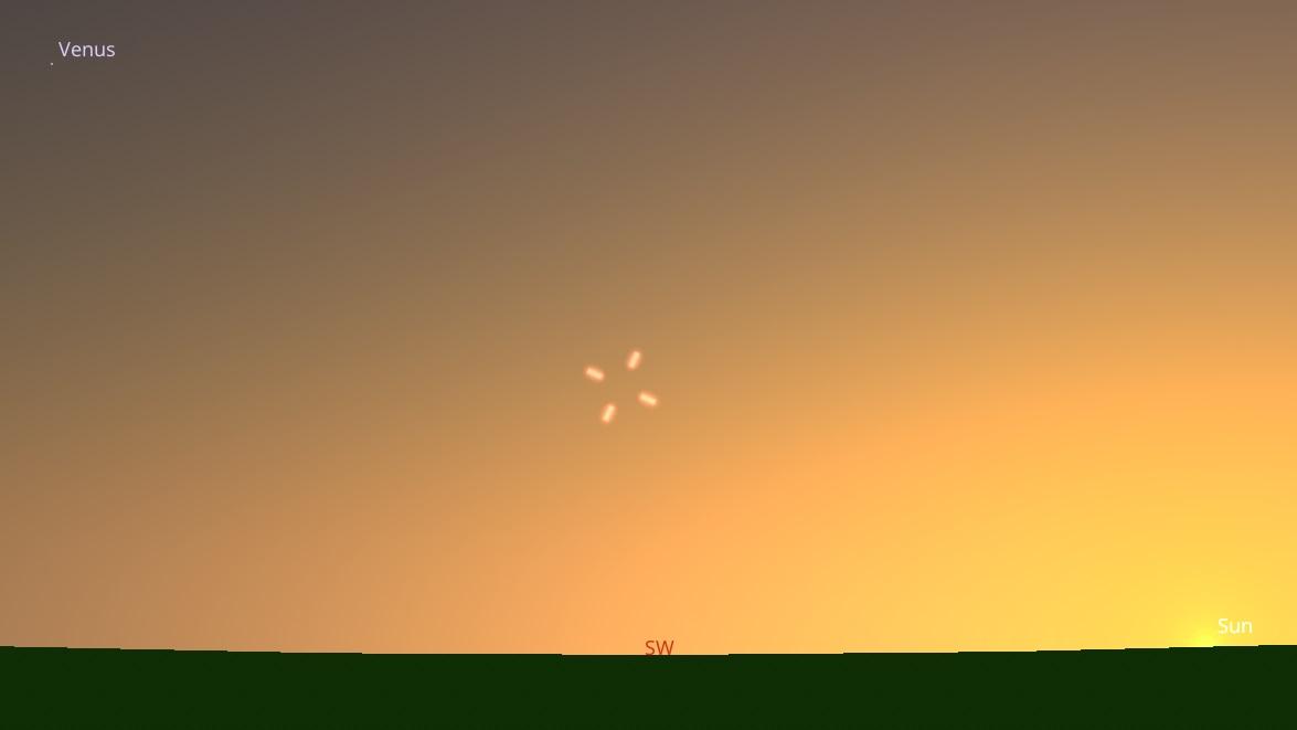 Mercury’s rough position in the sky at sunset. Good luck finding it. Credit: Stellarium