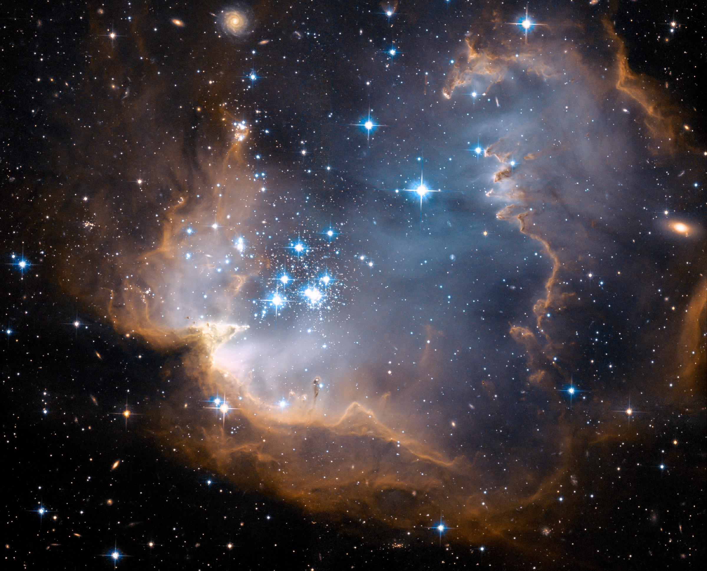 NGC 602 as seen in visible light by the Hubble Space Telescope.
