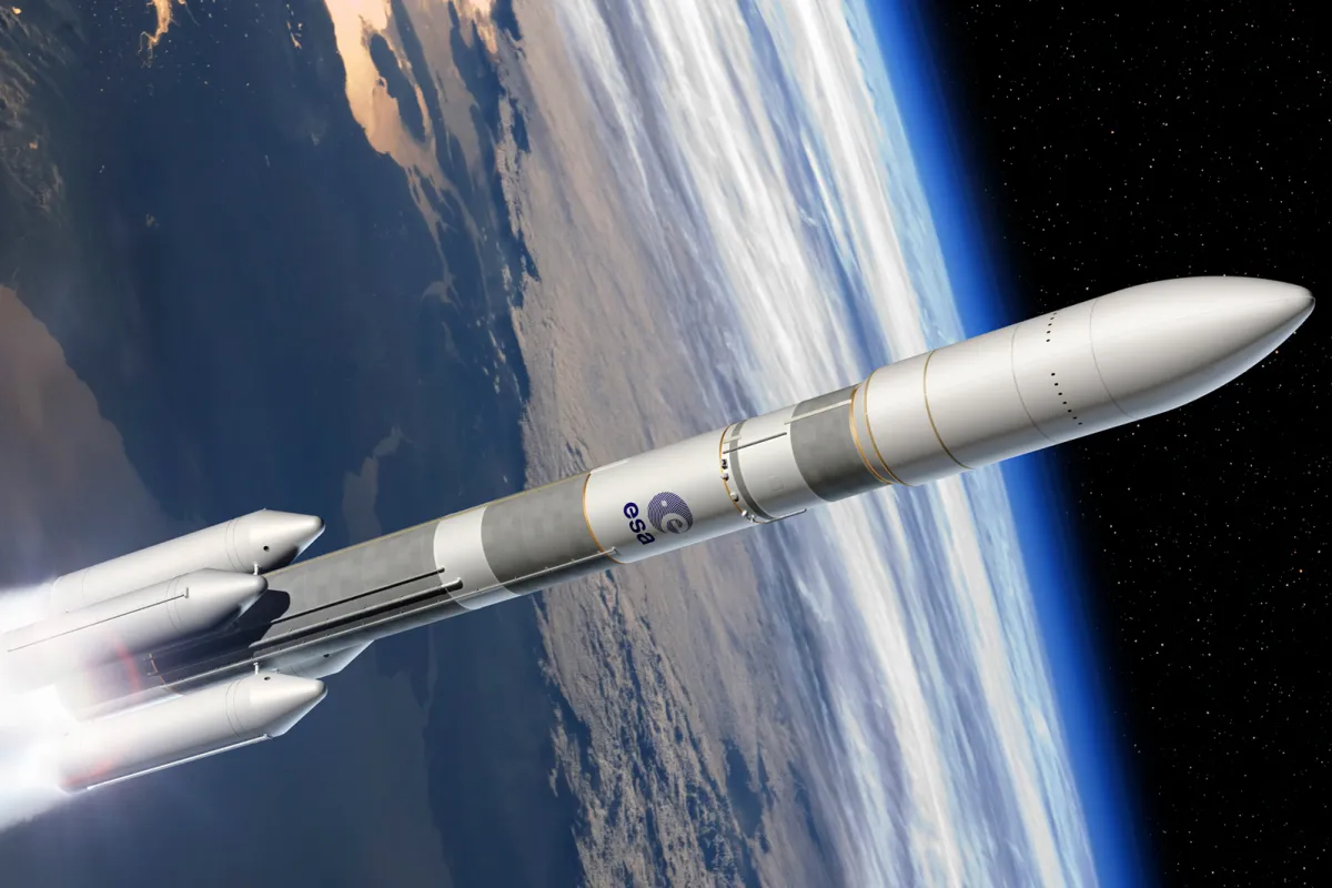 An artist’s rendition of an Ariane 6 rocket. Credit: ESA