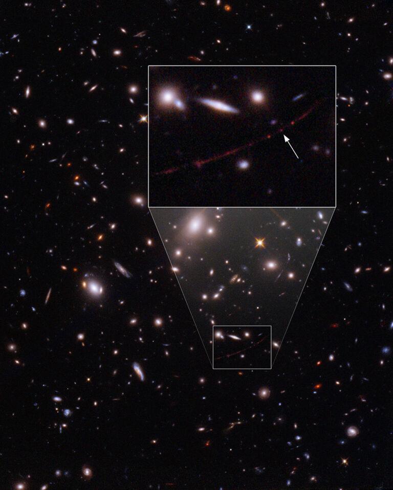 Webb image of the Sunrise Arc and Earendel. Credit: NASA/ESA/Brian Welch/Dan Coe
