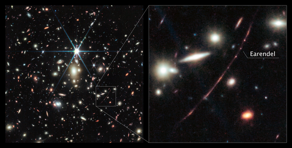 Webb image of the Sunrise Arc and Earendel. Credit: NASA/ESA/Brian Welch/Dan Coe