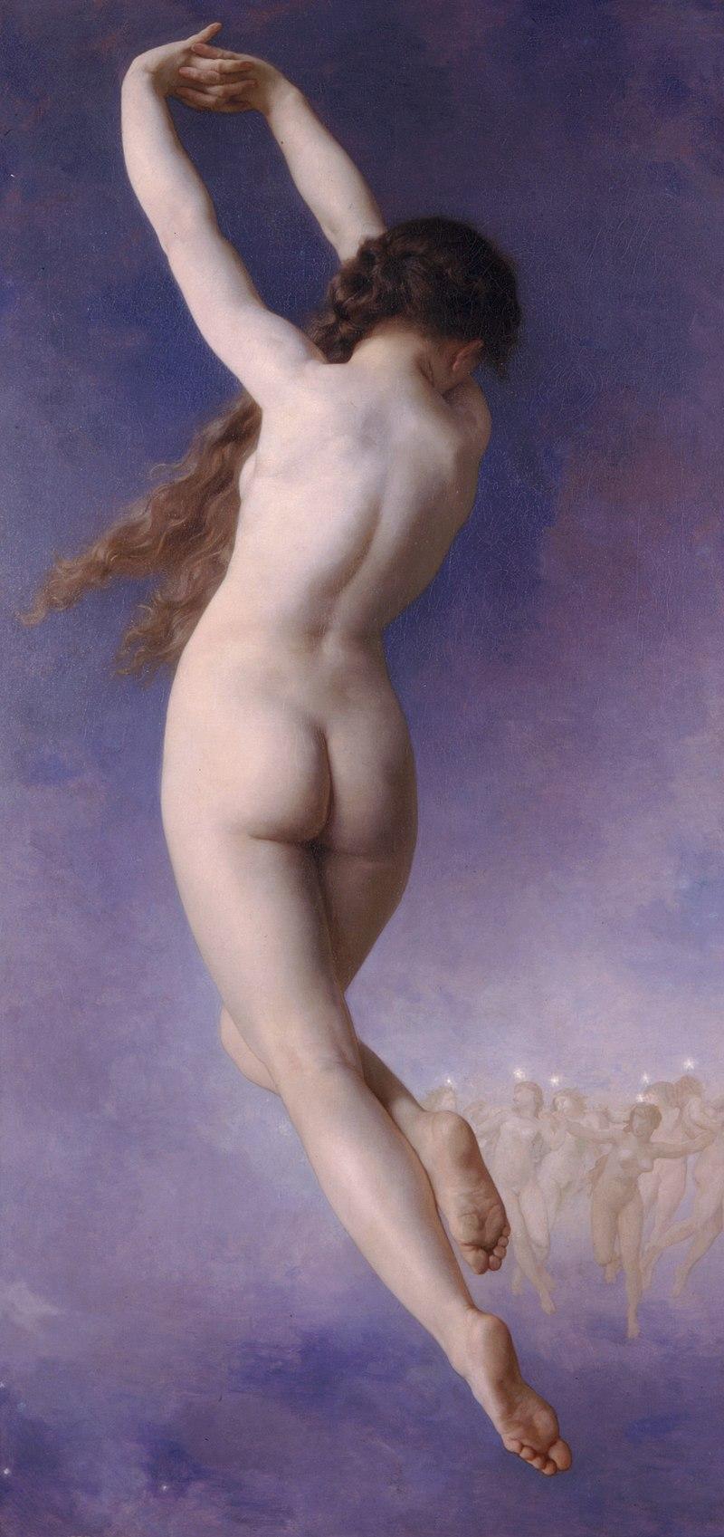 A painting depicting the Lost Pleiad, one of the legends explaining why only six stars are visible in a group called the Seven Sisters. Credit: William-Adolphe Bouguereau