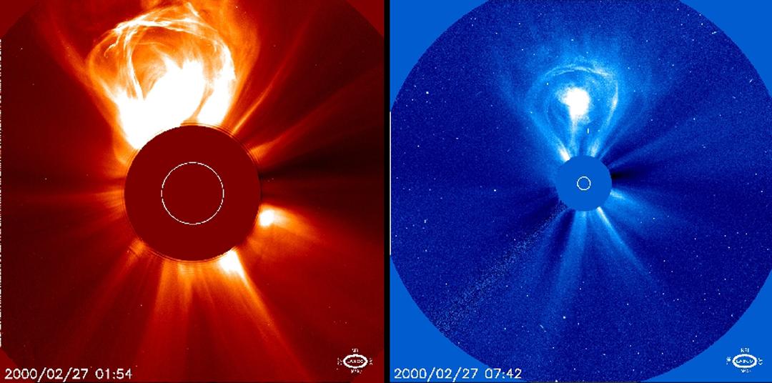 Image from a coronal mass ejection. Credit: ESA/NASA/SOHO
