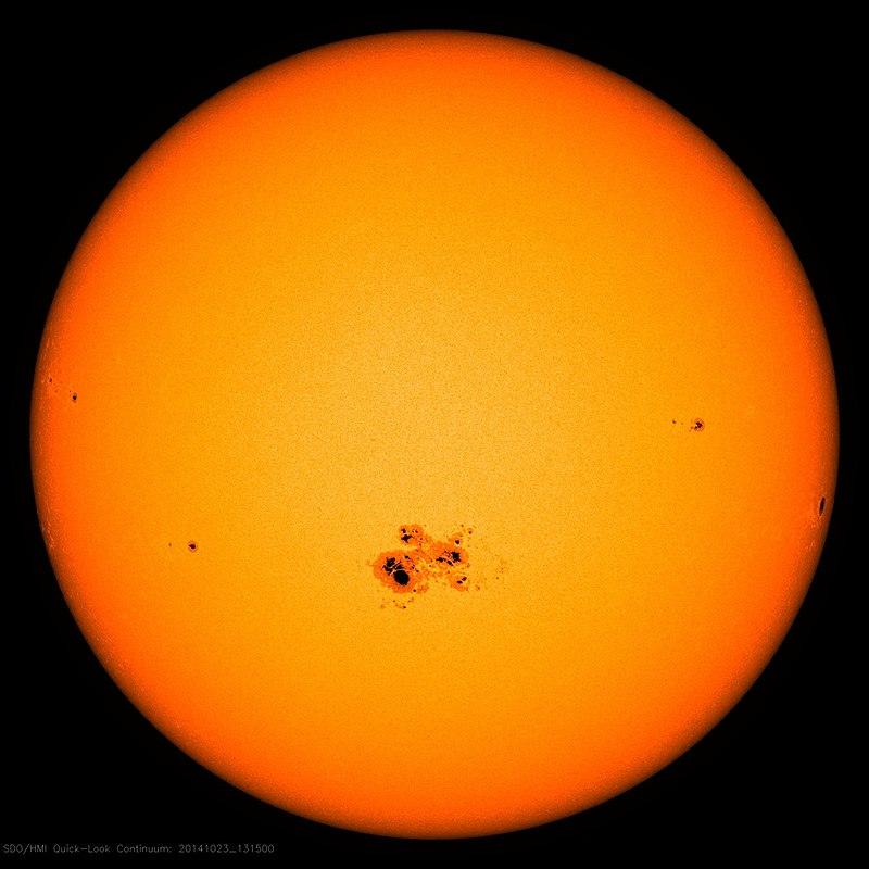 A large sunspot on the surface of the Sun as seen by the Solar Dynamics Observatory. Credit: NASA