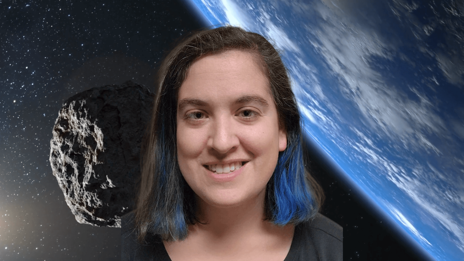 Talia with an image of an asteroid near Earth