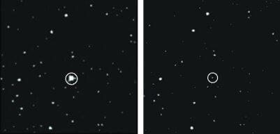 Telescope image showing a variable star at its brightest and dimmest. Credit: AAVSO