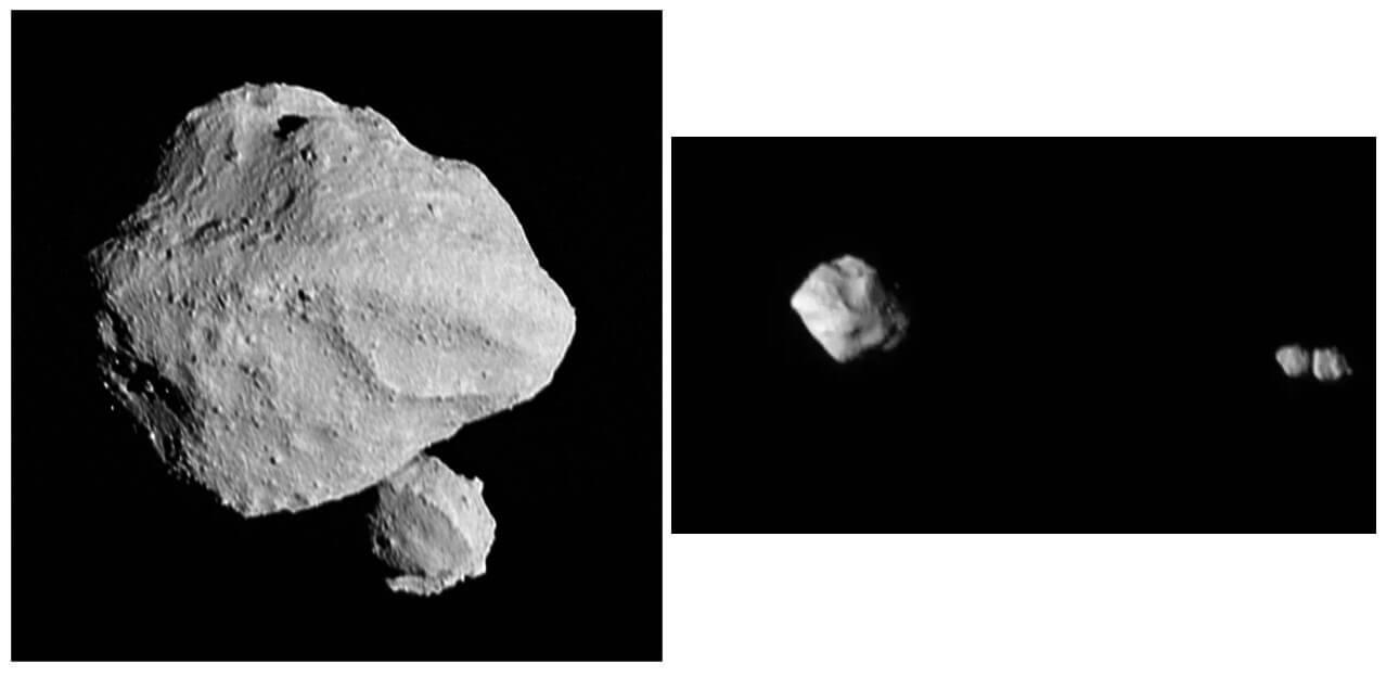 mages from Lucy showing the asteroid Dinkinesh and its unexpected, contact-binary moon. Credit: NASA/Goddard/SwRI/Johns Hopkins APL/NOIRLab