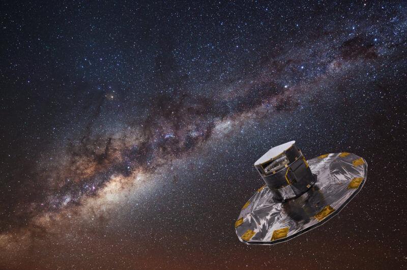 An artist’s rendition of Gaia in space. Credit: ESA/ATG Medialab/ESO/S. Brunier