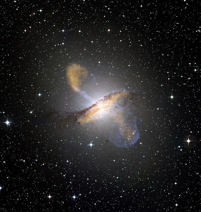 A composite image of Centaurus A combining images from several different telescopes. Credit: MPIfR/ESO/APEX/A. Weiss et al./ESO/WFI/NASA/CXC/CfA/R. Kraft et al.