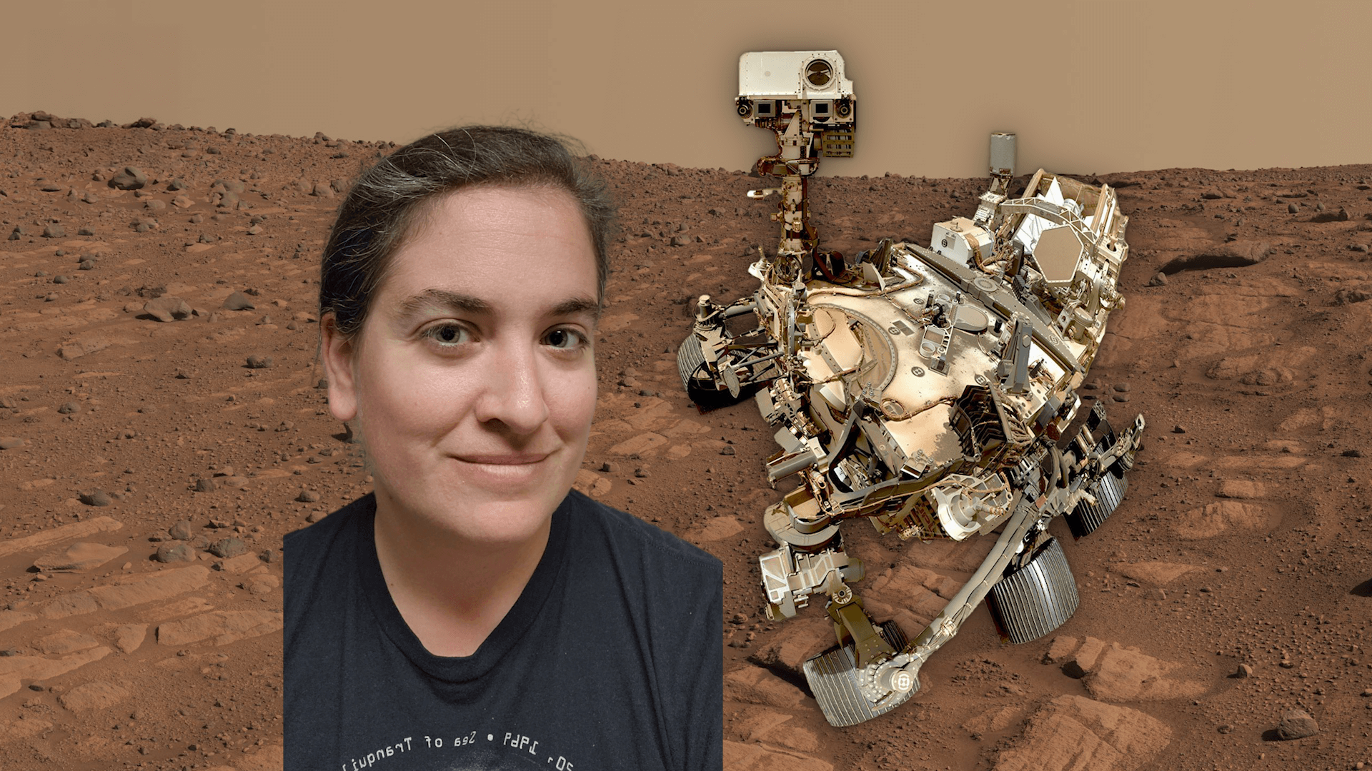 Talia with an image of the Mars Perseverance Rover