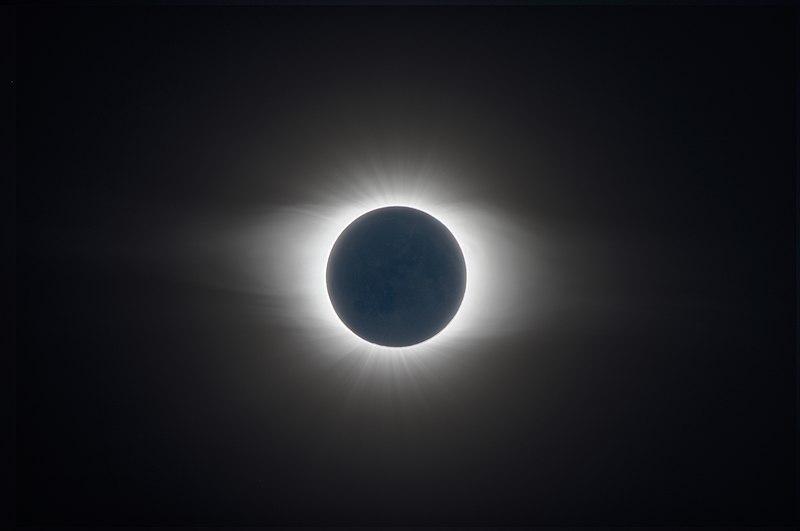 A photo taken during a total solar eclipse showing the Sun’s corona shining around the Moon. Credit; ESA/CESAR/Wouter van Reevan