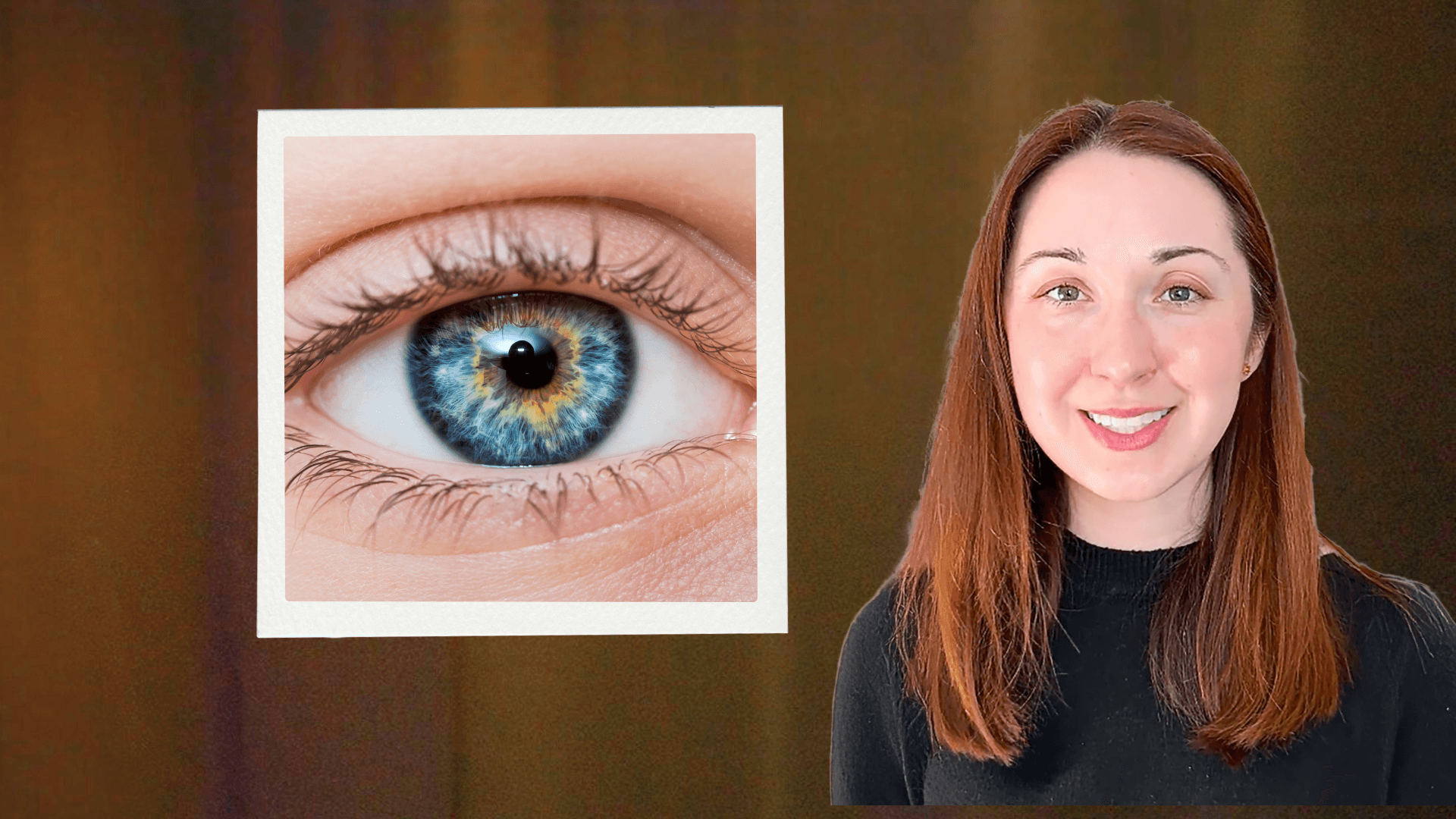 Alex Dainis with a photo of a human eye