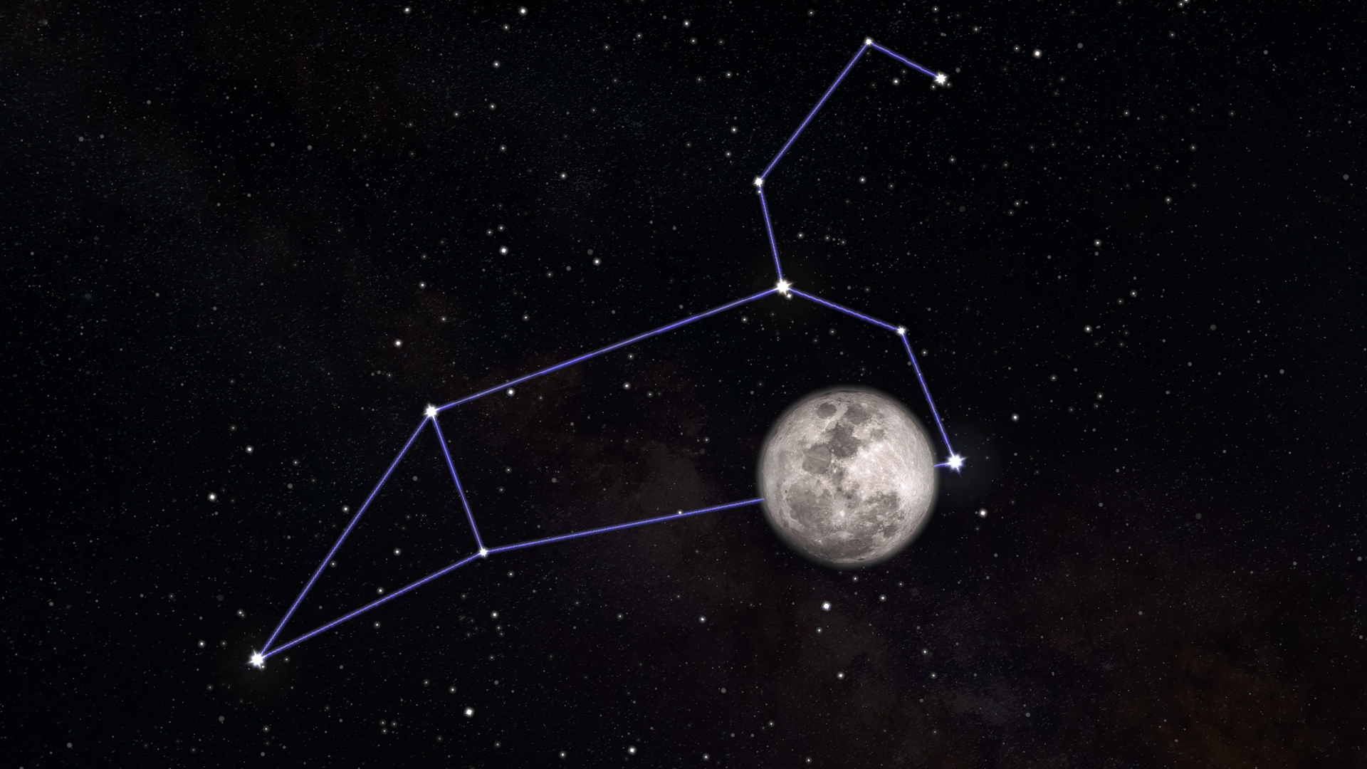 An image of the full moon in the constellation Leo