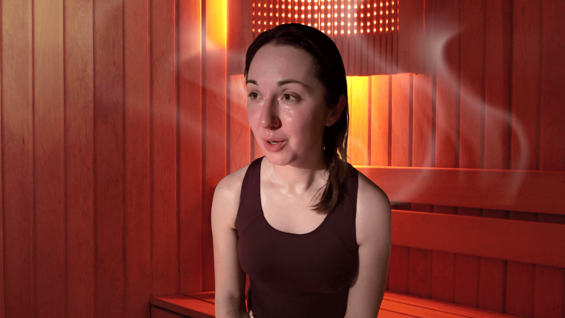 Alex Dainis in a sauna