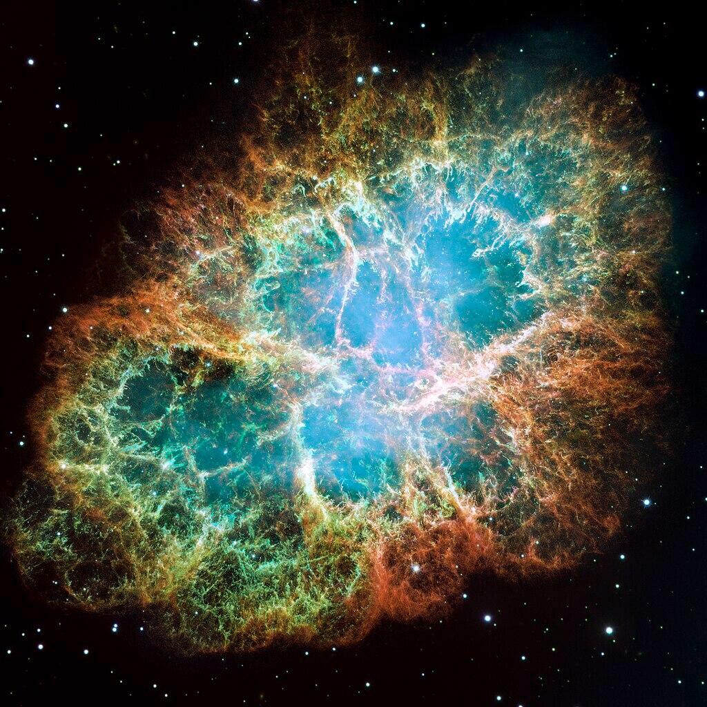 The Crab Nebula, a supernova remnant from a supernova that erupted in the year 1054, as seen by the Hubble Space Telescope. Credit: NASA/ESA/J. Hester and A. Loll
