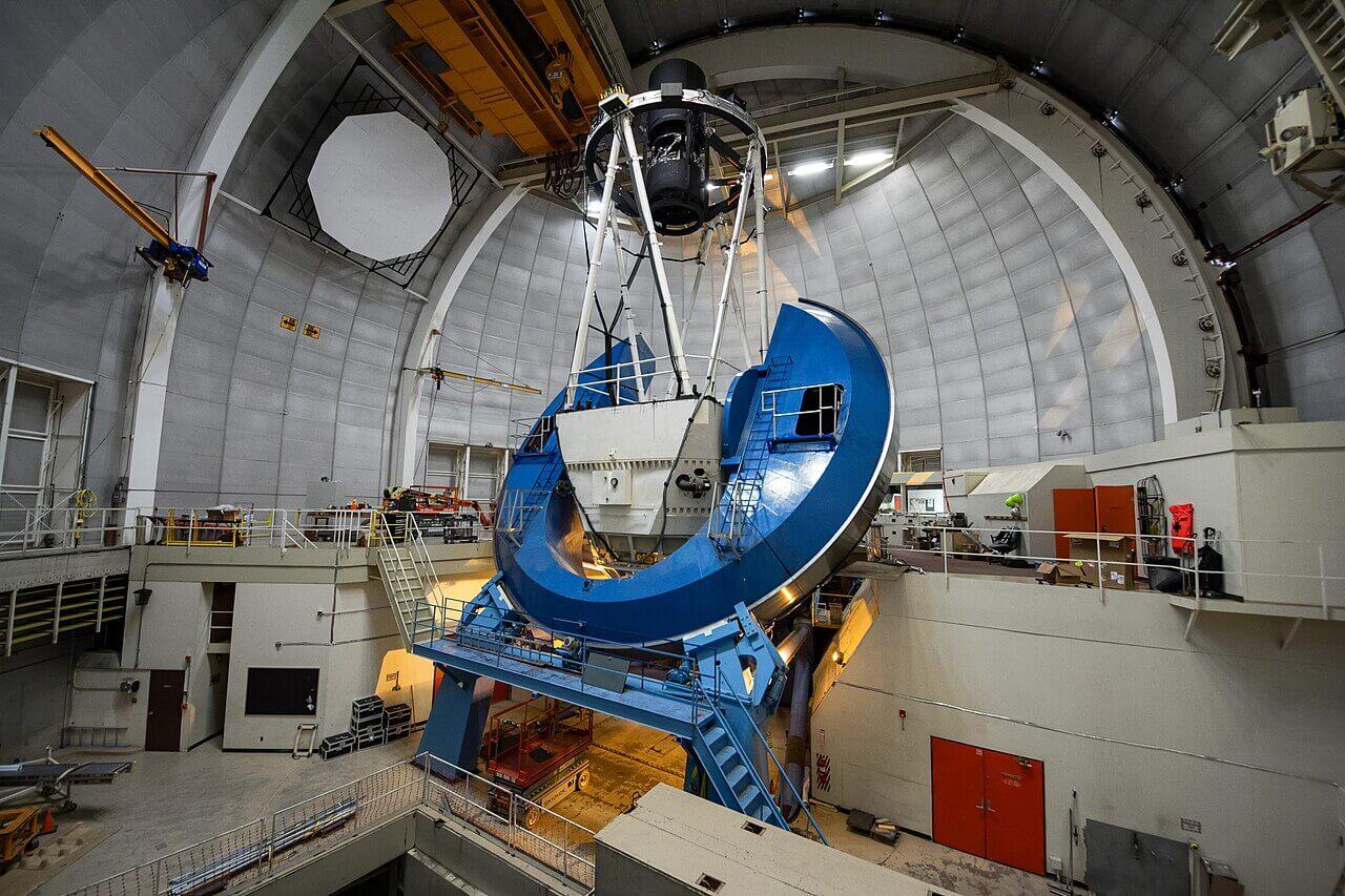 The DESI instrument installed on its telescope at Kitt Peak National Observatory. Credit: KPNO/NOIRLab/NSF/AURA/P. Marenfeld
